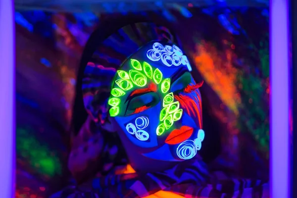 Neon art make up — Fotografie, imagine de stoc