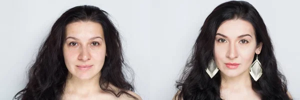 Before after make up — Stock Photo, Image