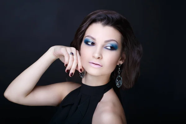 Woman blue makeup — Stock Photo, Image