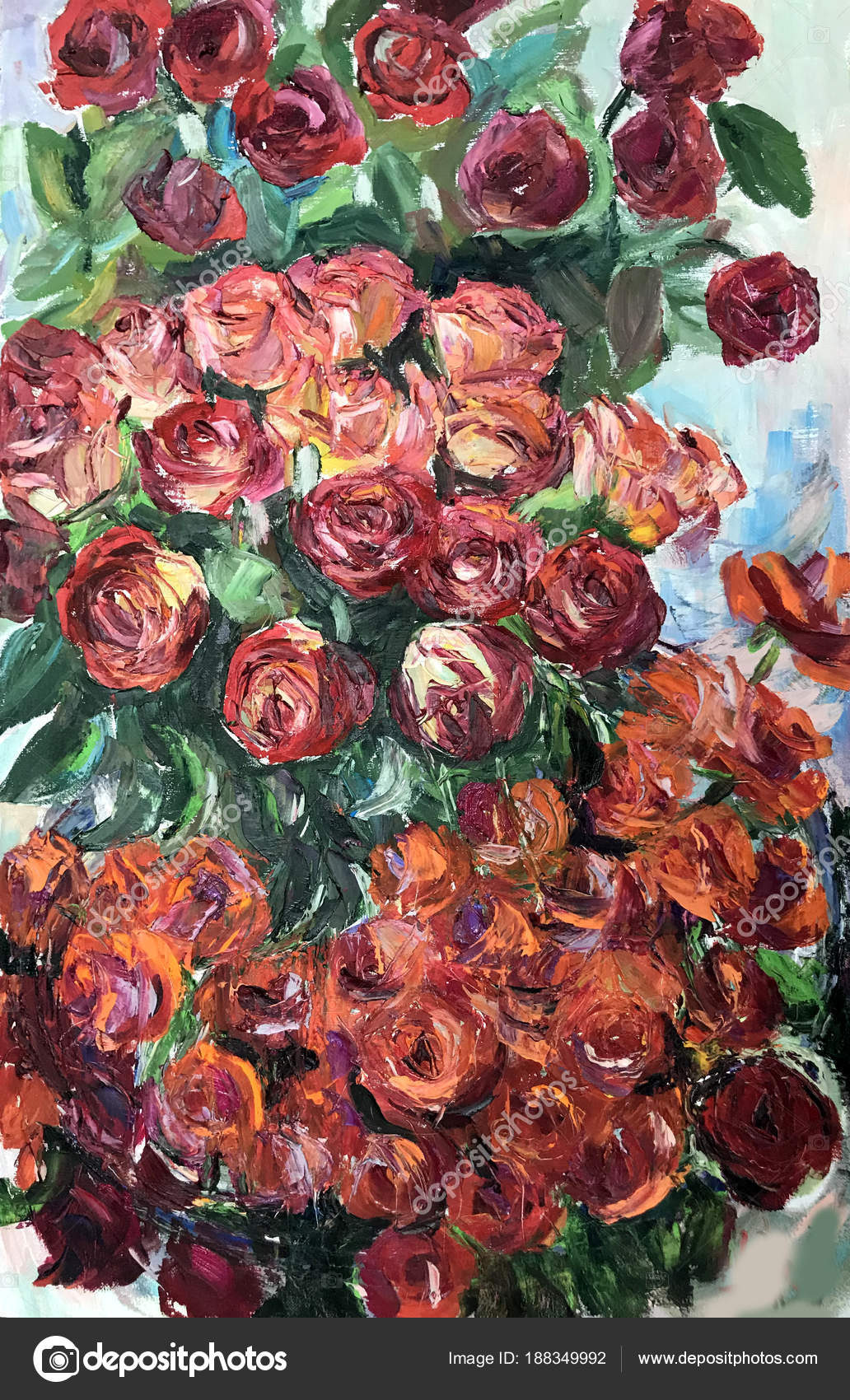 Dessin De Bouquet De Fleurs Roses Orange Rouge