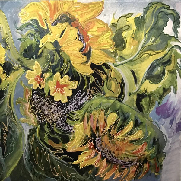 Drawing of big yellow sunflowers