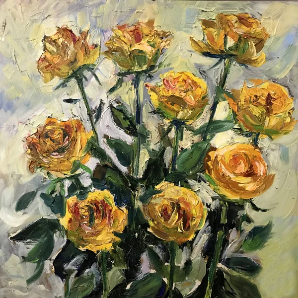 Pintura de rosas amarillas —  Fotos de Stock