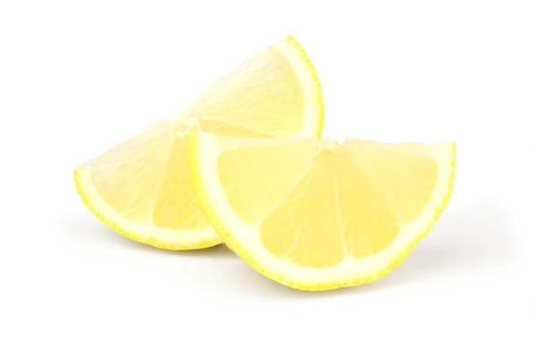 Two wedges of fresh lemon on white background — Stock Photo, Image