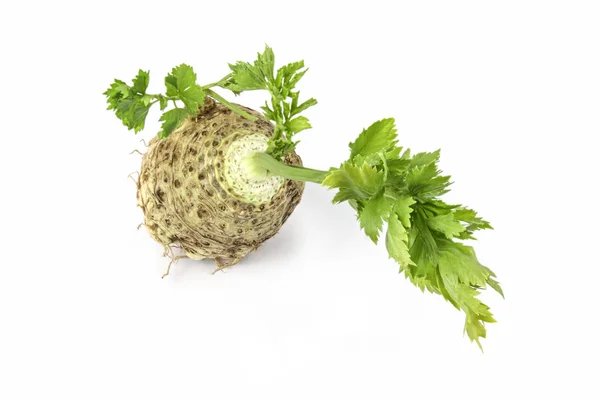 Apio fresco con hoja de raíz sobre fondo blanco —  Fotos de Stock