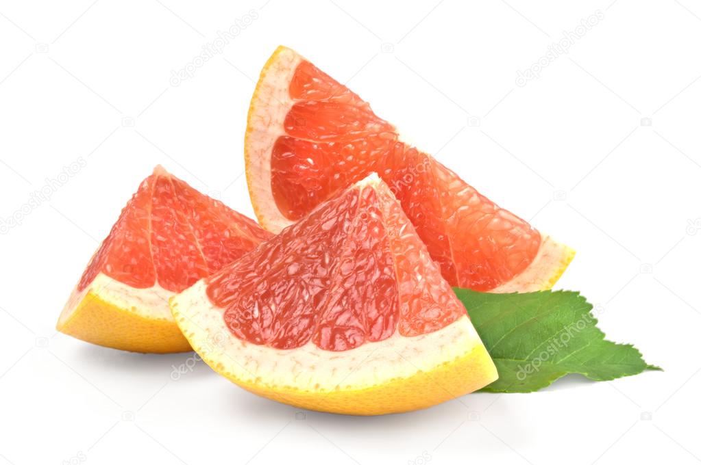 Grapefruit slice isolated on white background