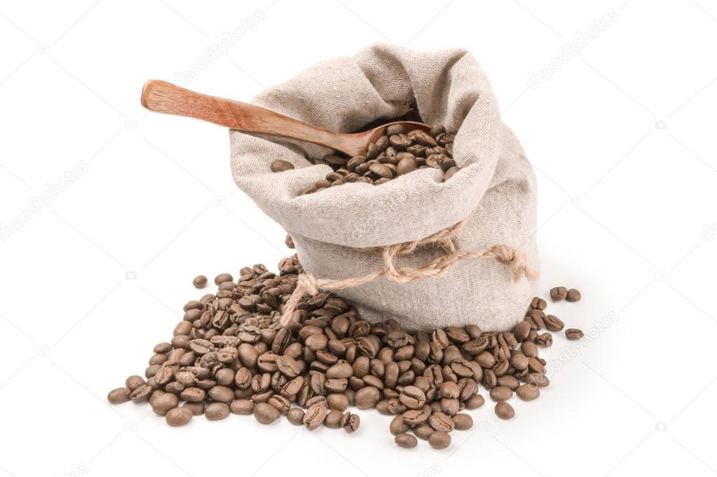 Coffee grains isolated on a white background cutout