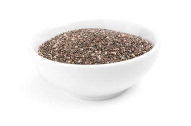 Chia tohum beyaz arka plan kırpma yolu üzerinde