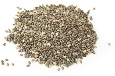 Bir beyaz arka plan kesme izole sağlıklı chia tohum