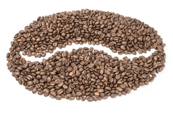 烘培的咖啡豆上白色背景抠出孤立 — 图库照片
