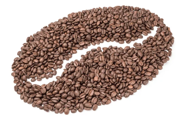 Φρυγμένους κόκκους καφέ που απομονώνονται σε ένα λευκό φόντο cutout — Φωτογραφία Αρχείου