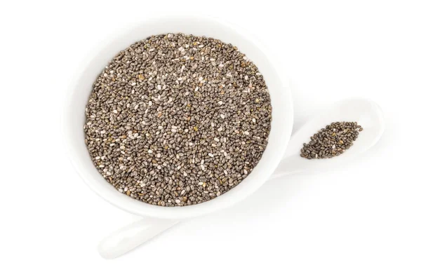 Pile of chia seeds on a white background clipping path — Stock Photo, Image