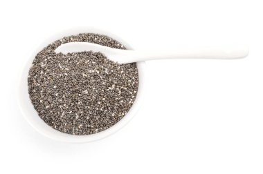 Chia tohum beyaz arka plan kırpma yolu üzerinde