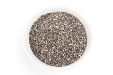 Bir beyaz arka plan kesme izole Organik Kuru chia tohum