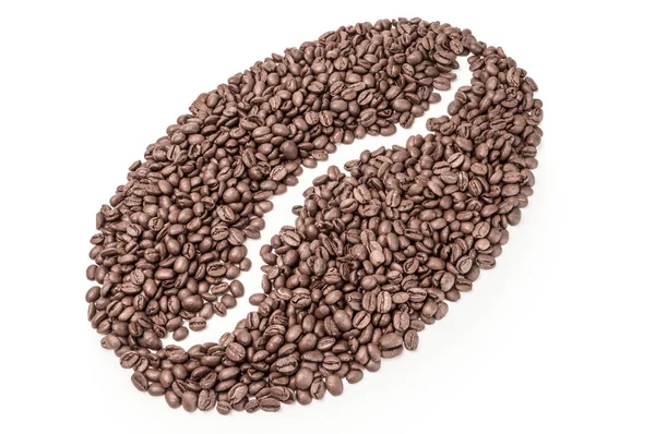 Detailní záběr na kávová zrna izolovaných na bílém pozadí Vystřižení — Stock fotografie