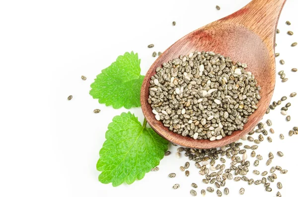 Beyaz bir arka plan üzerinde izole besleyici chia tohum