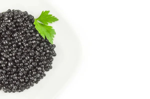 Schwarzer Beluga-Kaviar isoliert auf weißem Hintergrund — Stockfoto