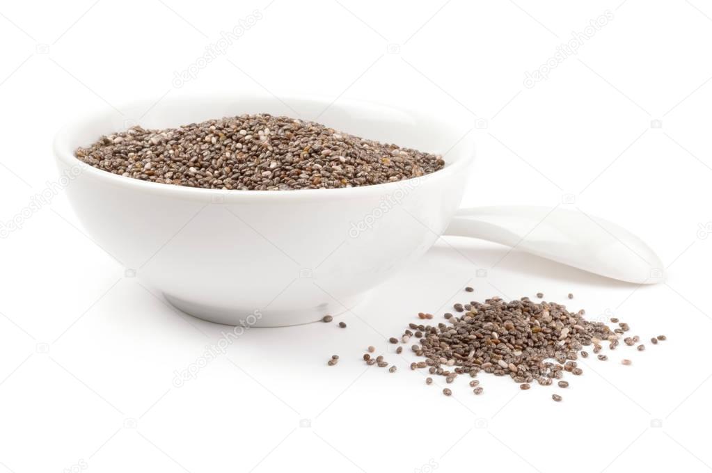 Superfood chia seeds isolated on a white background cutout