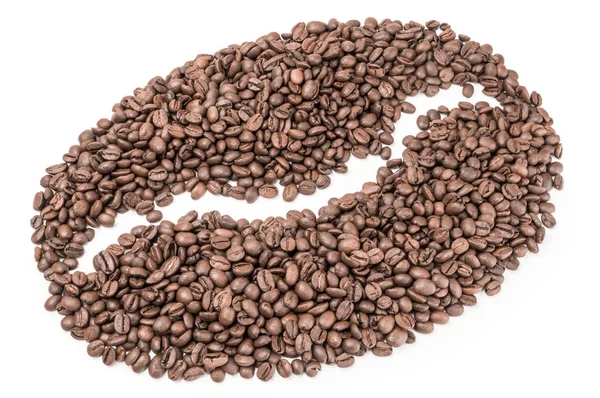 白色背景抠出一个孤立的咖啡豆 — 图库照片