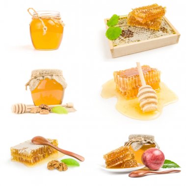 Bal koleksiyonu beyaz arkaplan kesiminde izole edildi