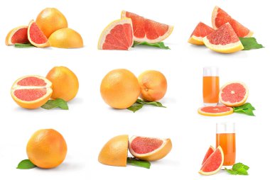 Bir beyaz arka plan kesme üzerinde greyfurt kümesi