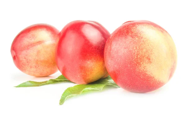 Ripe peaches isolated on a white background cutout — Stock Photo, Image