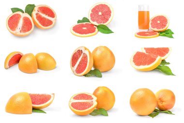 Beyaz arkaplan kırpma yolu üzerinde greyfurt grubu