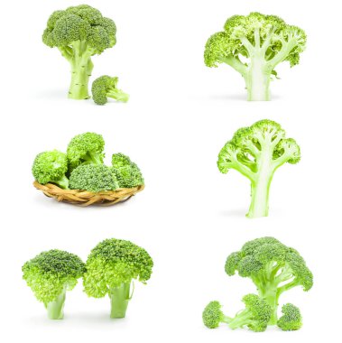 Taze brokoli beyaz arka plan kırpma yolu üzerinde başkanı topluluğu