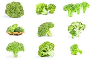 Bir arka plan üzerinde taze yeşil brokoli kümesi