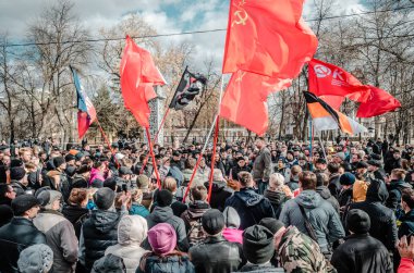 Penza, Rusya Federasyonu - 26 Şubat 2017: Yolsuzlukla protesto Rusya'da