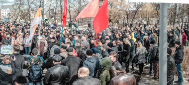 Penza, Rusya - 26 Şubat 2017: Muhalefet toplantı. Penza vatandaşları artık durgun olacak, onlar sokakta bir miting ile onların proactivity tasvir