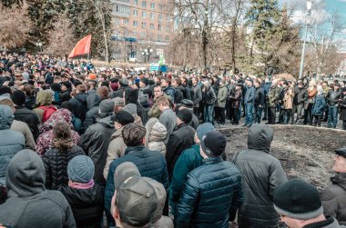 Penza, Rusya - 26 Şubat 2017: Muhalefet ralli Rusya'da