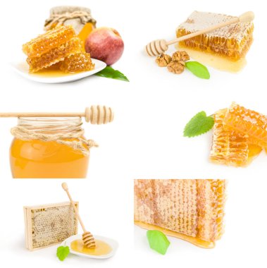 Beyaz arka planda izole edilmiş bir bal arısı kümesi