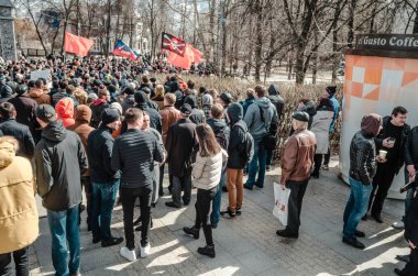 Penza, Rusya - 26 Şubat 2017: Penza Rusya, bir ralli bozuk hükümet liderleri karşı işlerinin devlet