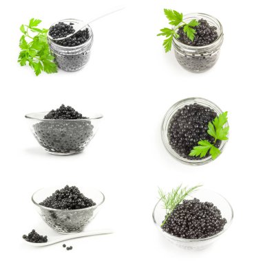 Siyah havyar bir beyaz arka plan kesme izole topluluğu