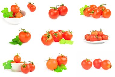 Beyaz üzerine kiraz yakın çekim seti