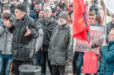 Penza, Rusya - 26 Şubat 2017: Muhalefet toplantı. Rusya'da adil seçimler için miting