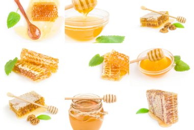 Bal koleksiyonu beyaz arkaplan kesiminde izole edildi