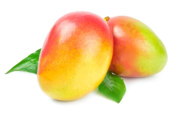Mango kırmızı üzerine beyaz izole