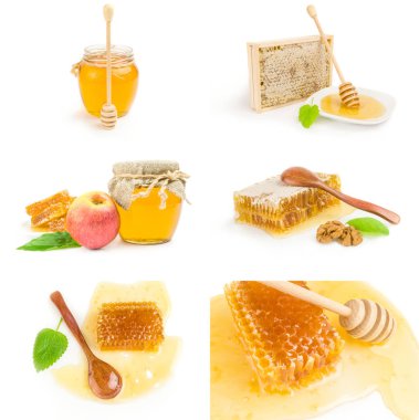 Beyaz arkaplan kesiminde izole edilmiş bal grubu