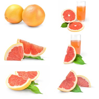 Kırpma yolu ile beyaz bir arkaplanda izole edilmiş greyfurt kümesi