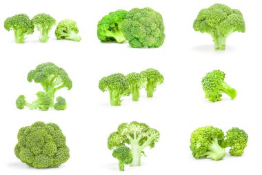 Grup izole kırpma yolu ile beyaz bir arka plan üzerinde brokoli lahana