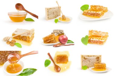 Bal koleksiyonu beyaz arkaplan kesiminde izole edildi