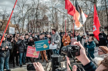 Penza, Rusya Federasyonu - 26 Şubat 2017: Penza vatandaşlar dürüst hükümet amacıyla Navalny bu iş için adam olduğuna inanıyorum