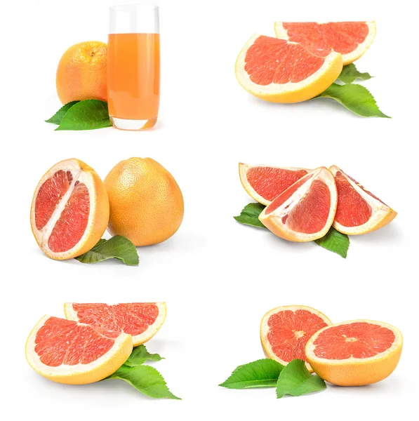 Sammlung Von Grapefruit Isoliert Auf Weißem Hintergrund — Stockfoto