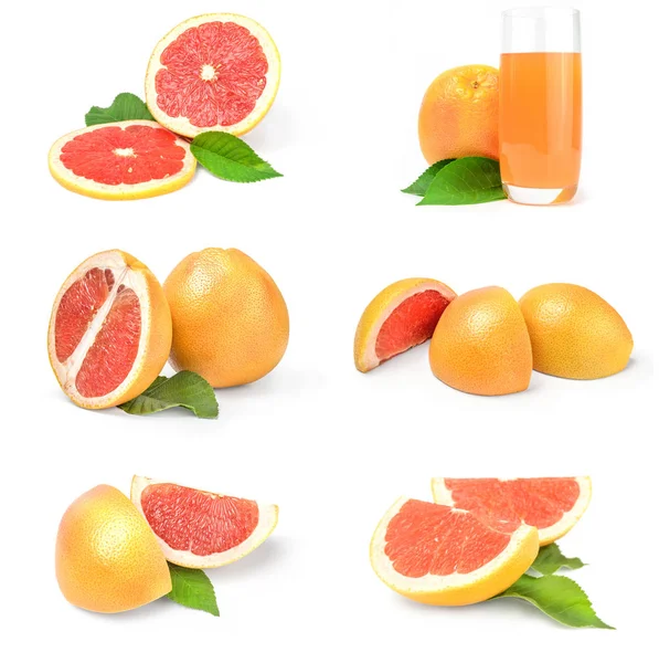 Sammlung Von Grapefruit Isoliert Auf Weißem Hintergrund — Stockfoto