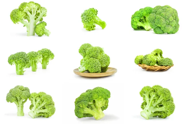 Set van broccoli kool geïsoleerd op een witte achtergrond knipsel — Stockfoto