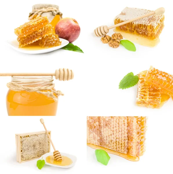 Beyaz arka planda izole edilmiş bir bal arısı kümesi