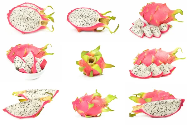 Colección de pitaya sobre un corte de fondo blanco — Foto de Stock