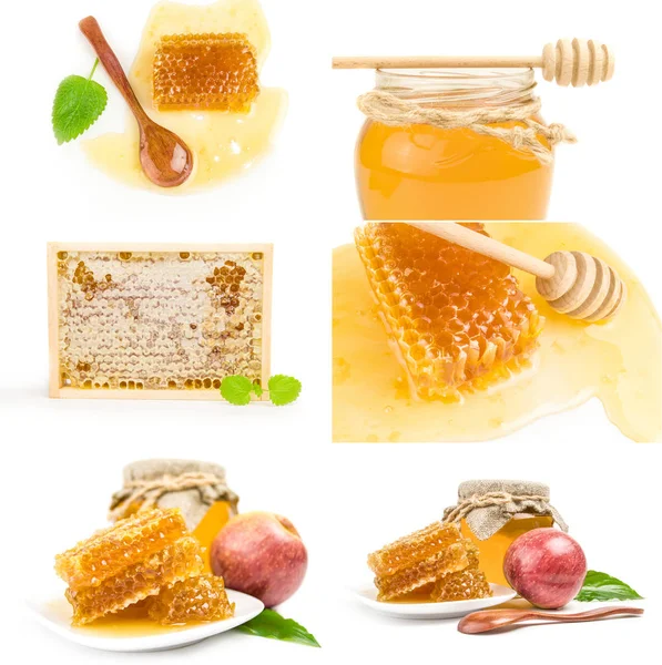 하얀 배경 위에 떼어 놓은 달콤 한 꿀 세트 — 스톡 사진