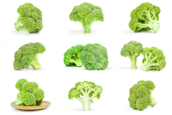 Set Van Verse Rauwe Broccoli Een Witte Achtergrond Knipsel — Stockfoto